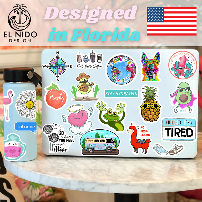 100 Outdoor Stickers for Water Bottles, EL NIDO Water Bottle Stickers, – El  Nido Design