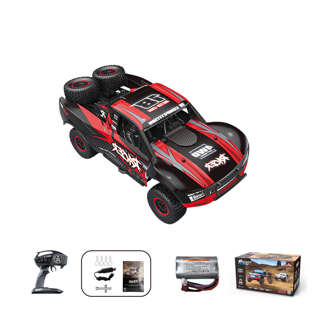 RD12 1/12 Scale RC Drift Car for Adults, 2.4G 4WD Full-Proportional Brushed Drift Racing Car with Gyroscope and 7-Color LED Lights for Hobbyist - RTR