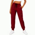 thumbnail image 2 of Turilly Women's Cuffed Jogger Pants Solid Color Casual Sport Pants Elastic-Waistband Pocket Pants, 2 of 6