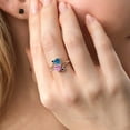 thumbnail image 3 of Gem Stone King 10K White Gold Persian Blue Moissanite and Pink Moissanite and Black Diamond Engagement Ring for Women (1.63 Cttw, Gemstone Birthstone, Heart Shape 6MM, Size 5), 3 of 3