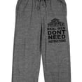 thumbnail image 2 of Home Improvement Real Men Don't Need Instructions Men's Gray Heather Sleep Pajama Pants-Medium, 2 of 5