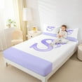 thumbnail image 4 of jejeloiu Cute Kawaii Bowknot Queen Sheet Sets,Purple Letter C Bed Set For Girls 4 Pieces, 4 of 7