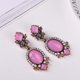 thumbnail image 2 of 1 par de pendientes Punk de cristal de piedra de nuevo diseño de flores, pendientes llamativos de gota rosa, negro y azul para mujeres y niñas, joyería de moda, 2 of 5