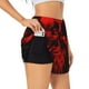 thumbnail image 1 of Balery The Red Head Skull Pantalones cortos deportivos para mujer con forro y dos bolsillos, elásticos, para entrenamiento, gimnasio, yoga-X-Large, 1 of 7