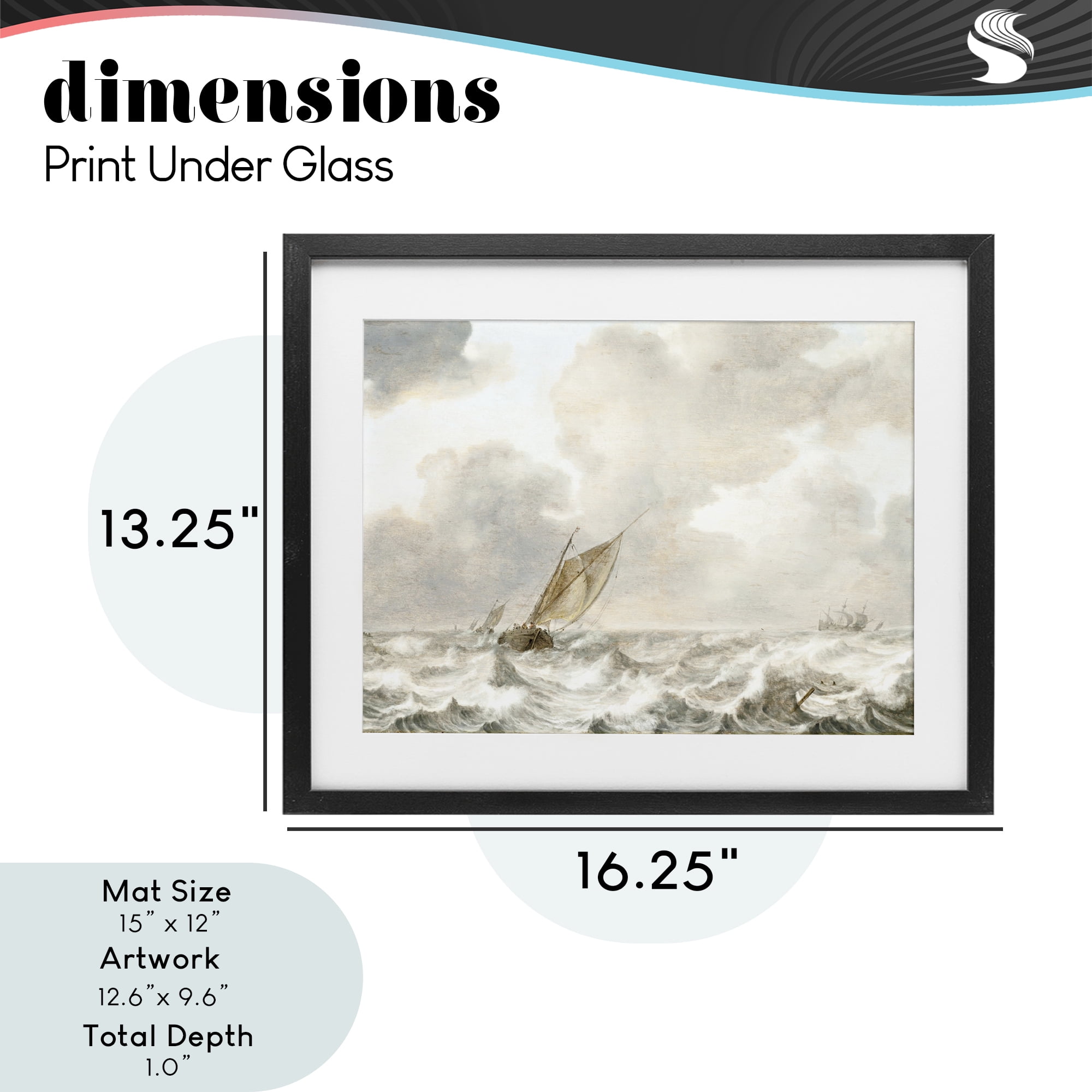 Stupell Industries Vintage Stormy Seas Black Framed Print Under Glass, design by Leah Straatsma