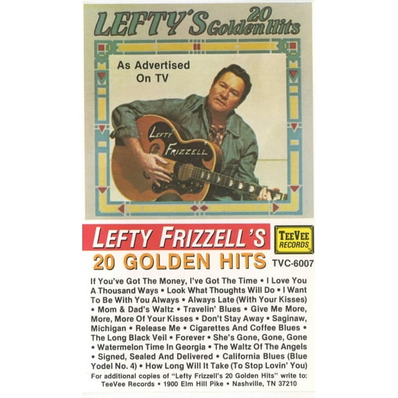 Lefty Frizzell ‎– Lefty's 20 Golden Hits (Cassettte)