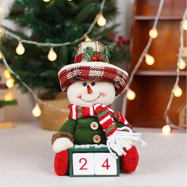 Xihbxyly Calendario de Cuenta Regresiva para Navidad, Muñeco de Nieve de Madera, Bonita Decoración Navideña para El Escritorio, Ambientador, Material Suave y Duradero, Decoración Multiescena, Perfect