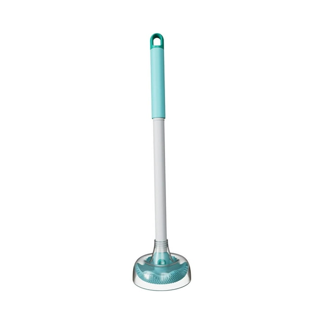 Cepillo de baño creativo, cepillo de fregar para inodoro, duradero, ahorra espacio, limpieza profunda verde con funda