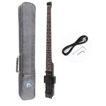 Batking Travel Bass Guitar, Headless Electric Bass 4 Strings Fretted in Black Color small scale bass guitar with Gigbag