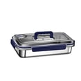 thumbnail image 4 of Fiambrera de acero inoxidable, caja de almacenamiento para refrigerador, rectangular, hermética, para preparación de comidas 2400 ml, 4 of 8