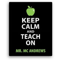 Personalized Keep Calm and Teach On 11" x 14" Canvas, Black