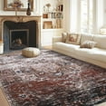 thumbnail image 7 of Geetinfly 9*12FT Area Rugs 100% Polyester Rug 350Gsm Velvet Weight Pearl Velvet Cotton Tpr Washed Folding Backing Carpet Xxy-Persia-Endai Brick Red, 7 of 7