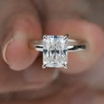 thumbnail image 5 of Cora Jewellery 2.5CT Hidden Halo Bridge Diamond Radiant Moissanite Engagement Ring For Women, 18K White Gold, 5 of 6