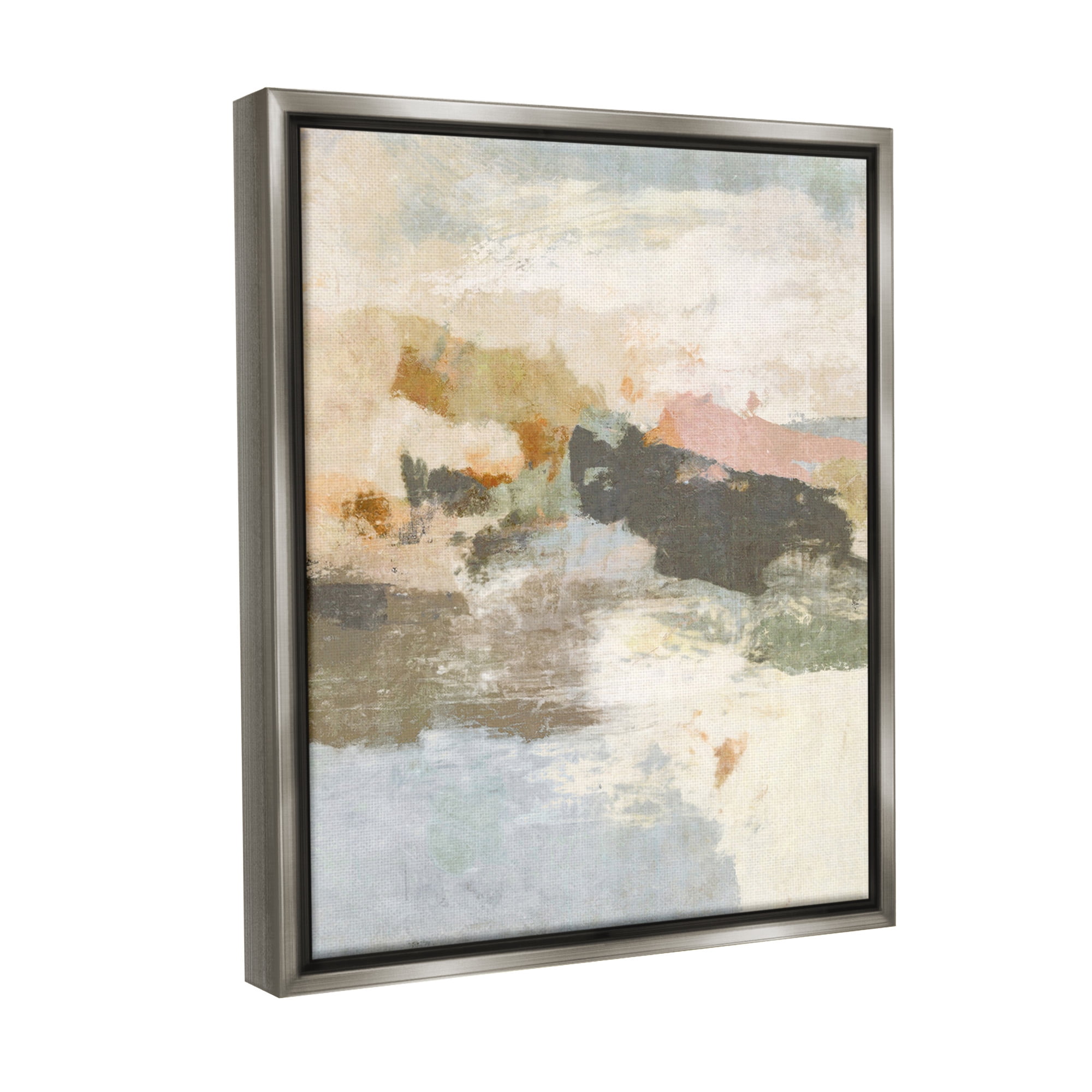 Stupell Industries Abstract Rustic Painting Abstract Painting Gray Floater Framed Canvas Art Print Wall Art, 25 x 31