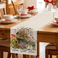 thumbnail image 5 of Spring Flowers Table Runner - 72 Inch Long Cute Rabbits Tulips Sunflowers Daisy Vintage Cotton and Linen Blended Dress Scarves Farmhouse Table Runner for Kitchen Dining, Coffee Table, 13" x 72", 5 of 8