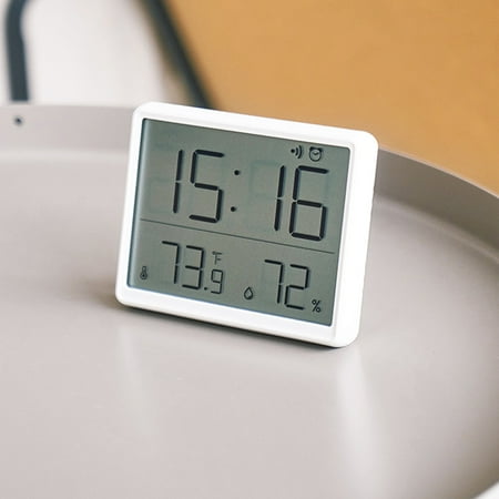 Weloille Small Digital Clock, New Upgrade Battery Powered Magnetic Clock Humidity Meter Thermometer High Accuracy Temp Date Display LCD Number Indoor Outdoor Travel