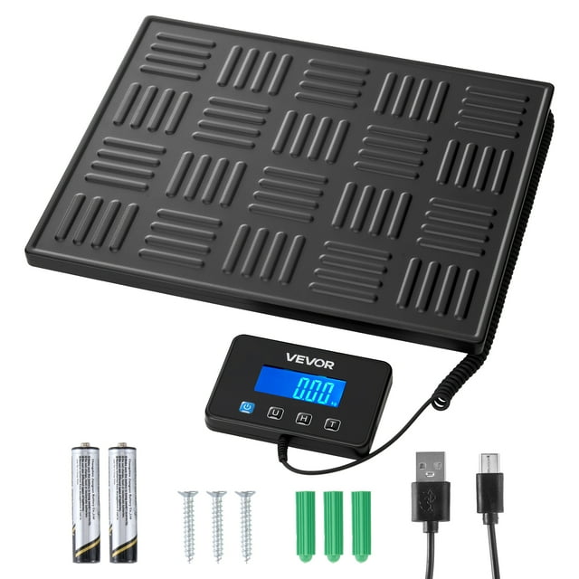 VEVOR Digital Postal Scale, 0.7 oz/3.5 oz Dual Accuracy, 660 lbs Commercial Weight Scale with Hold/Tare Function & LCD Display, Fit for Packages, Postage, Luggage, Battery & Charging Cable Included