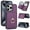 Dark Purple, variant on Wallet Case with Card Holder for iPhone 15 Pro, 360° Rotation Ring Kickstand Magnetic Clasp and Durable Shockproof Cover
