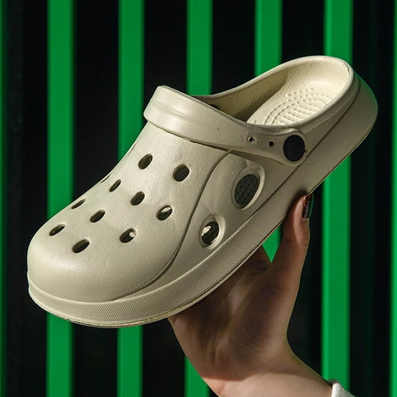 Unisex Garden Clogs Non Beach Pool Slippers Quick Dry on Sandals (Khaki 42=42-43)