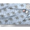 thumbnail image 3 of Soimoi Blue Cotton Cambric Fabric Cedar Tree & Mountain Nature Printed Fabric 1 Yard 42 Inch Wide, 3 of 3