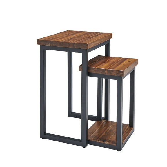 Alaterre Furniture Claremont Rustic Wood Nesting End Tables, Set of Two