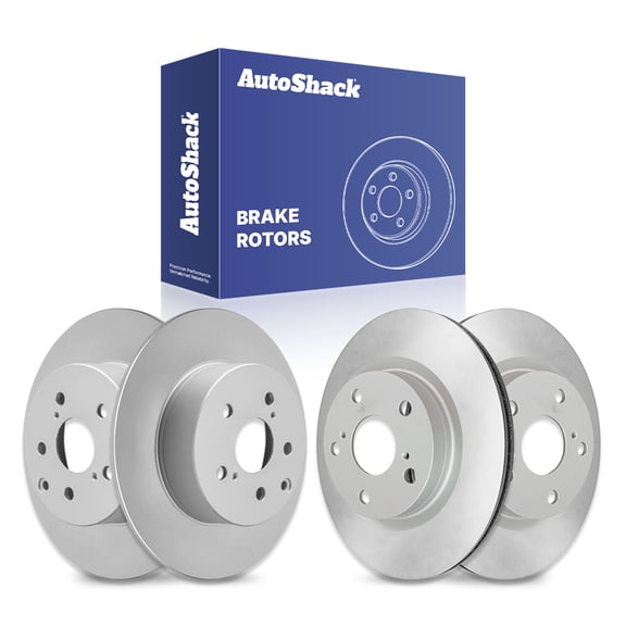 AutoShack Front Vented & Rear Solid Coated Brake Rotors 4-PC Set Replacement for 2009-2018 Toyota RAV4 ArmorStop