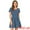 Blue-Floral, variant on Square Neck Short Sleeve Print A-Line Dress S Blue-Stars