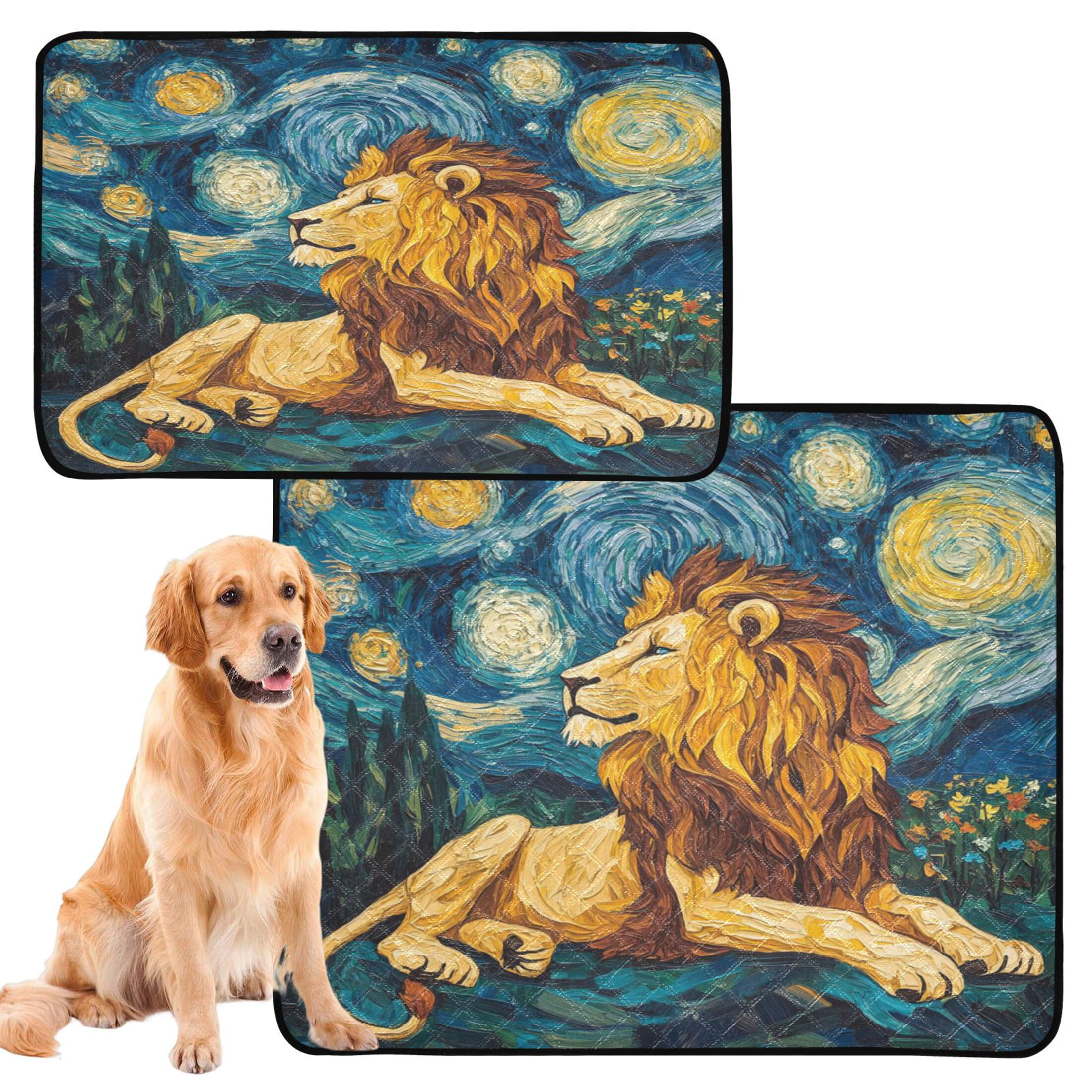 Qxltty Golden Lion King Cat litter Pads Pet Set of 3 Diaper Mats Center Anti-leakage Layer Absorbent Soft and Comfortable