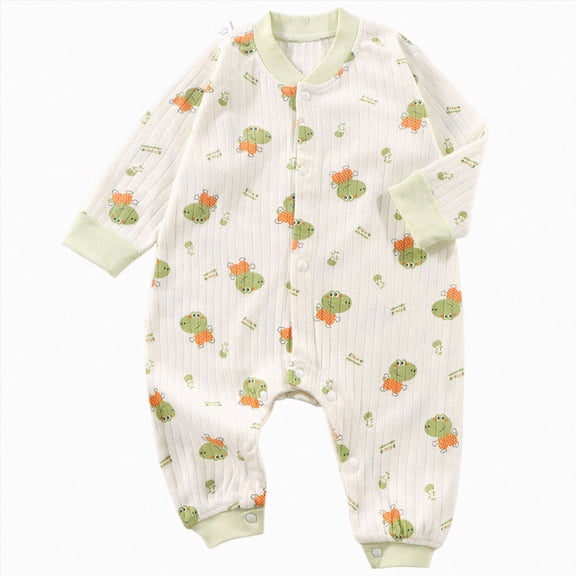 Splozh Newborn Boy Outfits 3 6 9 12 18 Months Baby Pure Cotton Long Sleeved Newborn Toddler Clothes Baby Romper Pajamas Clothes,Light Green,3-6 Months