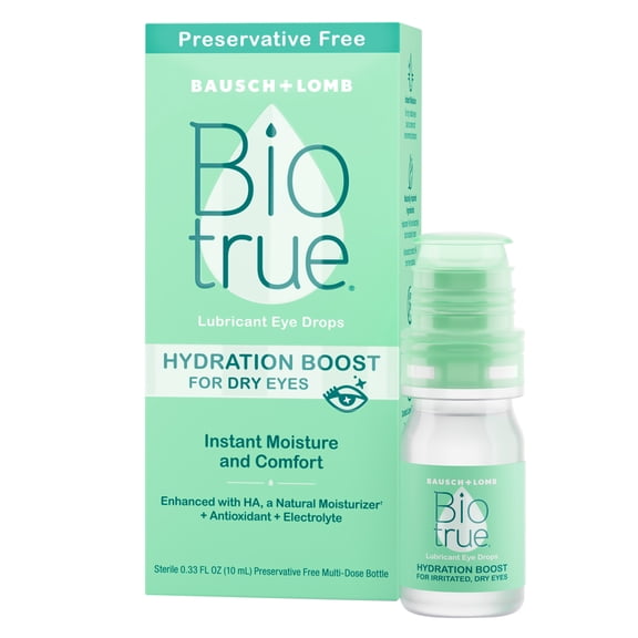 Biotrue Hydration Boost Preservative Free Eye Drops for Dry Eyes and Lubricant, 10 ml, 2 pack