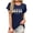 Blue, variant on LangJing Womens Happy Easter Day Crew Neck Shirt Funny Bunny Rabbit Eggs Graphic Short Sleeve Tee Spring Casual Summer Tops Navy S