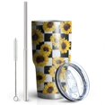 thumbnail image 2 of 30oz Checke Sunflower Tumblers Stainless Steel Tumbler with Lid and Straw,Vacuum Insulated Double Wall Travel Tumbler Cups Mug with Cleaning Brush for Coffee,Tea, 2 of 7