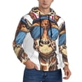 thumbnail image 2 of Naloa American Giraffe Style Men's Casual Hooded Collar Drawstring Hoodies Pullover Sweatshirts Casual Long Sleeve Shirts-3X-Large, 2 of 7