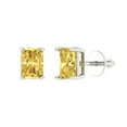thumbnail image 2 of 1.32 Ct Emerald Cut Studs Yellow Natural Citrine 14K White Solid Solid Gold Everyday Dainty Earrings Screw Back, 2 of 7