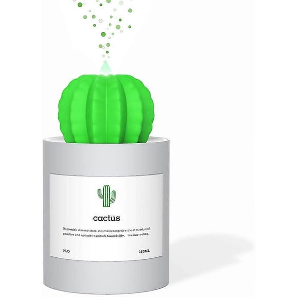 USB Cool Mist Humidifier, Mini Size Cactus Humidifier Bedroom Home Office Car 280ml 50ml/h Timed auto Shutdown