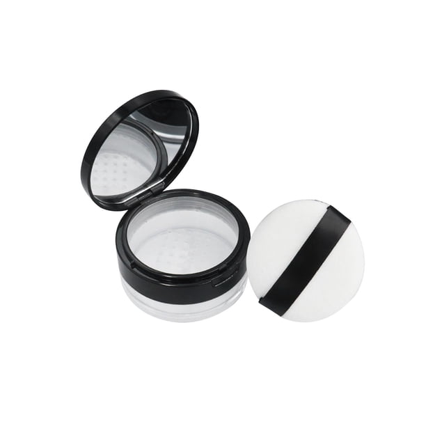 Estuche para Polvos Faciales Sueltos con Espejo de Hojaldre, Capacidad de Tarro Cosmético de 20 Ml (0,67 ) Caja de Soporte para Polvos, Contenedor D de rejilla negro Sunnimix Contenedor de maquillaje