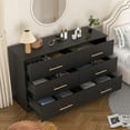 thumbnail image 3 of Miniyam 6-Drawer Dresser with Deep Drawers & Golden Handles for Adult Bedroom, Black, 3 of 7