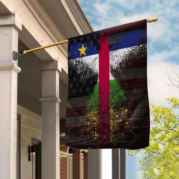 American Flag- Central African Flag Central African Republic US Friendship Forever July 4 Decoration House Flag, Double-Sided Decorative Outdoor Flag, Patriotic Polyester Yard Flag 29.5 x 39.5 in