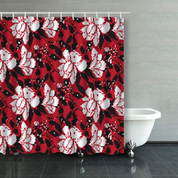 BPBOP Floral Pattern Watercolor Shower Curtains Bathroom ...