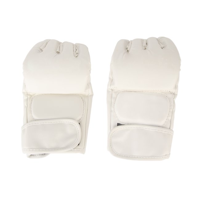 Mano Taekwondo Gear Guante Medio Dedo Seguro Muñequera Ajustable Guante de Boxeo para Saco de Boxeo Blanco