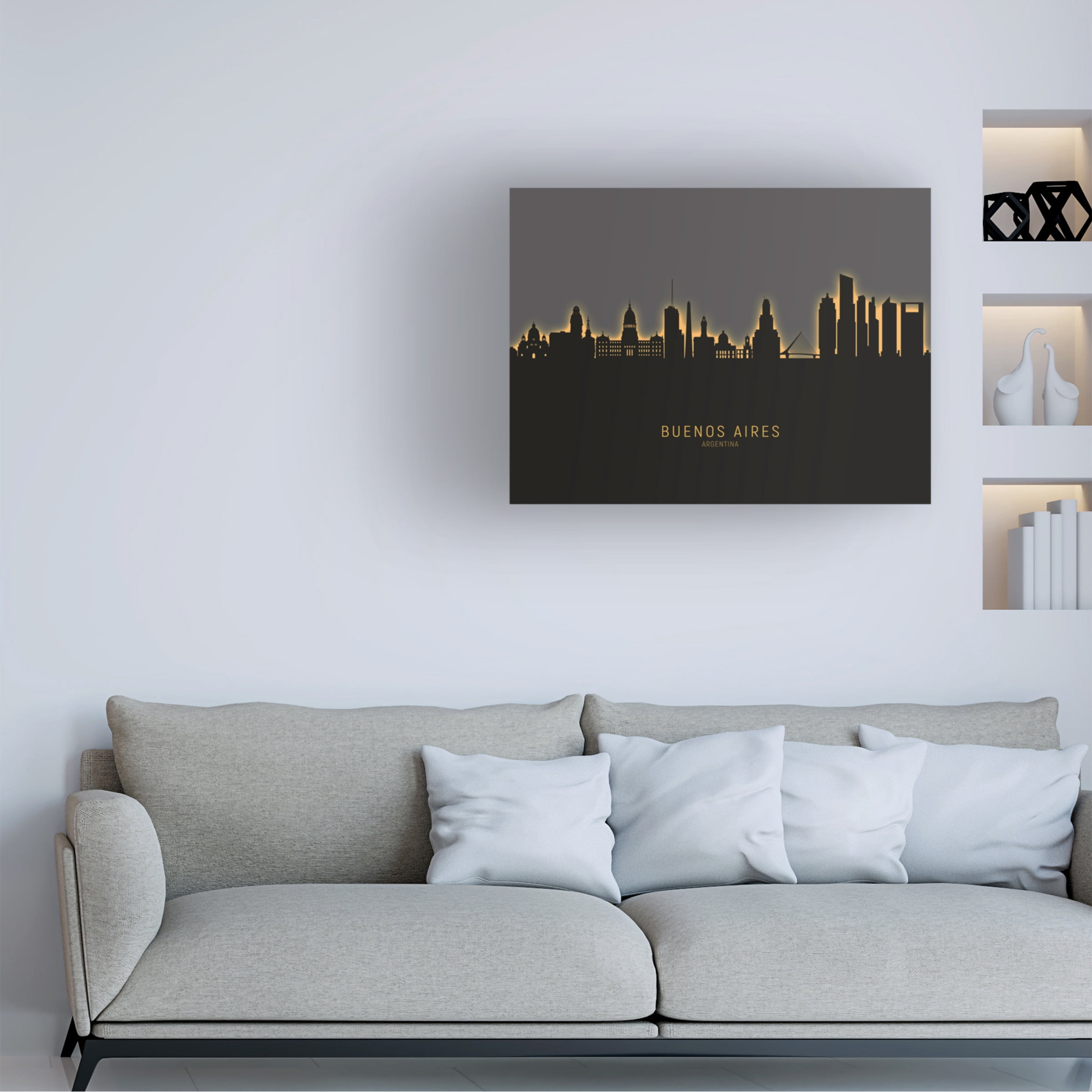 Michael Tompsett 'Buenos Aires Argentina Skyline Glow II' Canvas Art