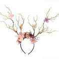 thumbnail image 1 of Tête de Cerf Gothique Florale pour Fête d'Halloween Accessoire Photo, 1 of 7