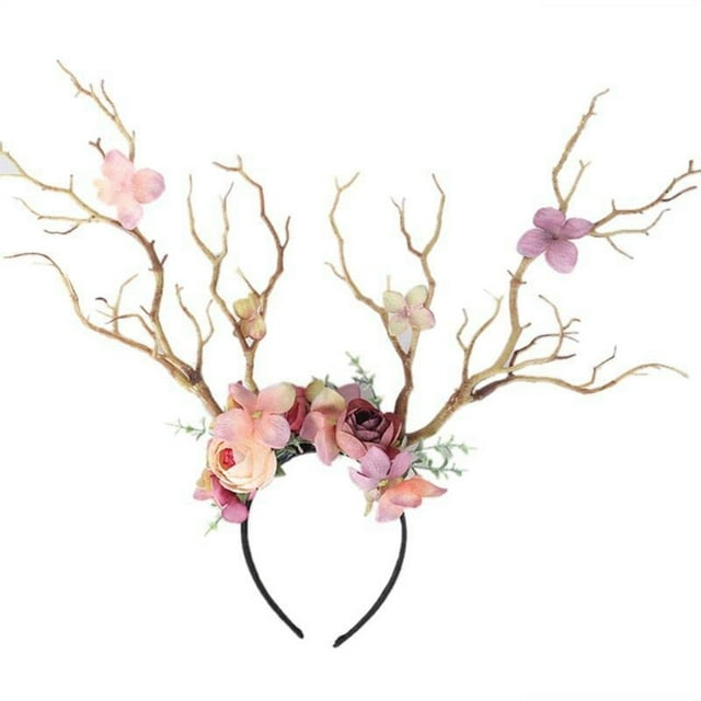 Tête de Cerf Gothique Florale pour Fête d'Halloween Accessoire Photo