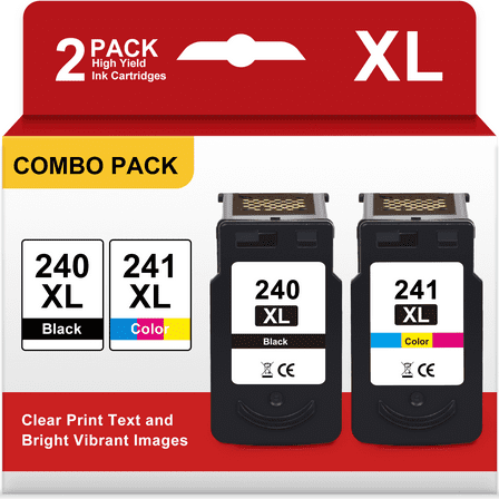 240XL and 241XL Ink Cartridges for Canon Ink 240 and 241 for Printer MG3620 MG3600 MG3520 (Black Tri-color)