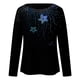 thumbnail image 5 of Moda mujer Casual impresión cuello redondo manga larga suelta camiseta otoño blusa pulóver Tops Pompotops  FGAJ6118, 5 of 5
