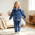 thumbnail image 2 of JAJAHO Girls Flannel Fluffy Pajama Cute Print Long Sleeve Button Down Sleepwear 2 Piece Pjs For Kids 18M-13Y, 2 of 6