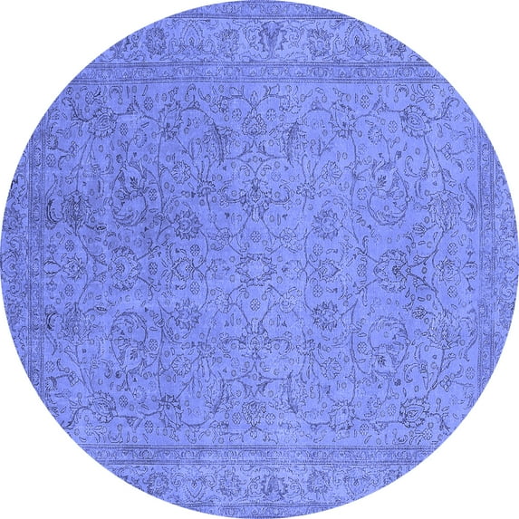 Ahgly Company Indoor Round Oriental Blue Industrial Area Rugs, 4' Round