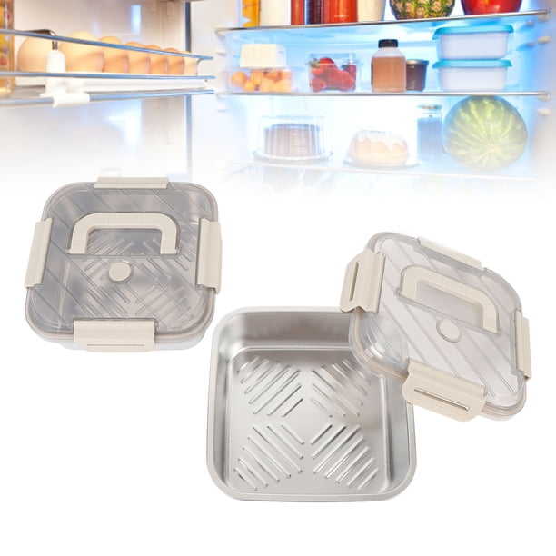 Contenedor De Almacenamiento De Alimentos De Metal, Caja Sellada Que Ahorra Espacio, Contenedor De Almacenamiento De Alimentos Fácil De Limpiar Para Oficina, 2 Uds.