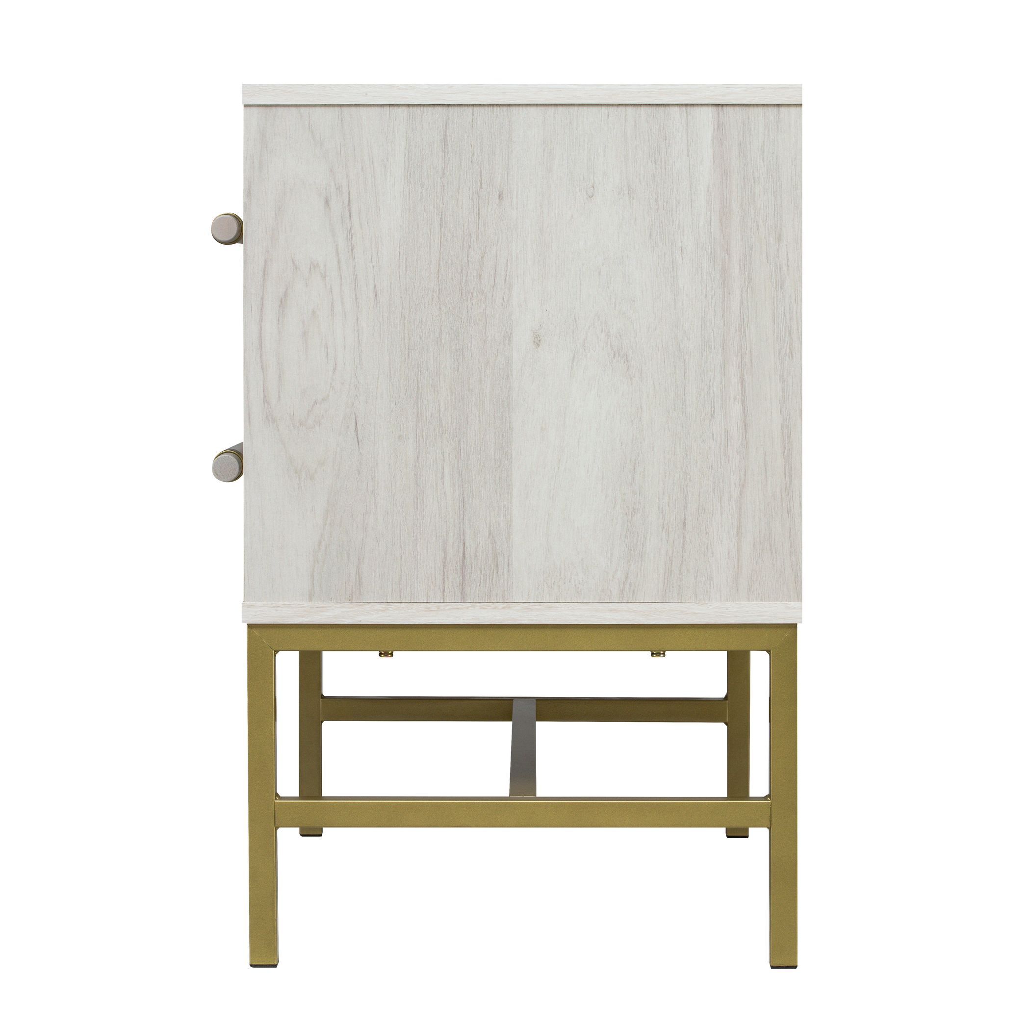 Hopper Studio Sophia 2-Drawer Nightstand in Sand Finish with Rattan Drawers for Bedrooms