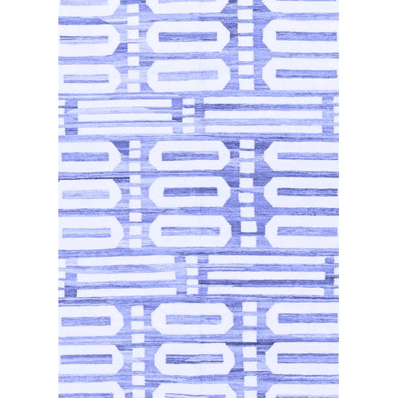 Ahgly Company Machine Washable Indoor Rectangle Solid Blue Modern Area Rugs, 8' x 12'